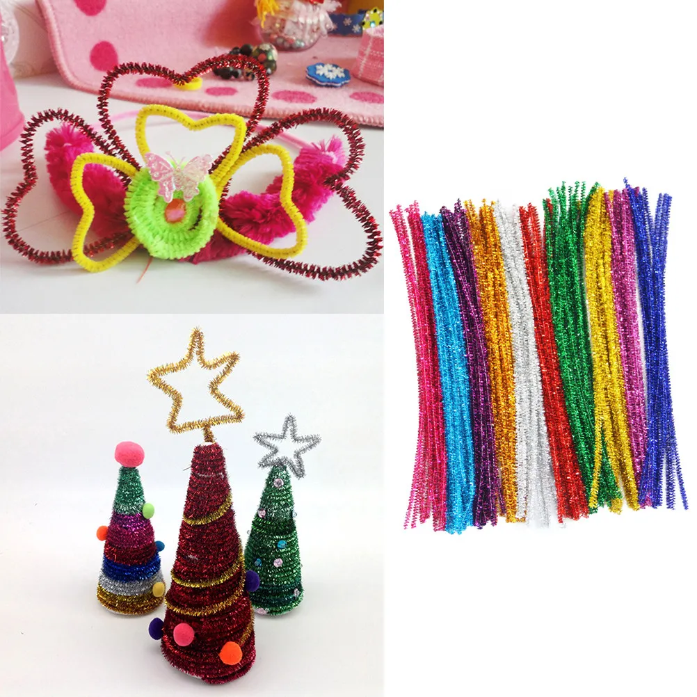 

200Pcs Glitter Confetti Pipe Cleaner Stems Bendable Craft Sticks for Kids Creative DIY Art Projects Birthday Party Decoration