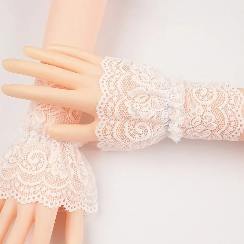 1Pair Spring Autumn Gloves Sweater Decorative Arm Cover Lace Cuffs Fake Sleeve Ruffles Elbow Sleeve Detachable Sleeve Cuffs