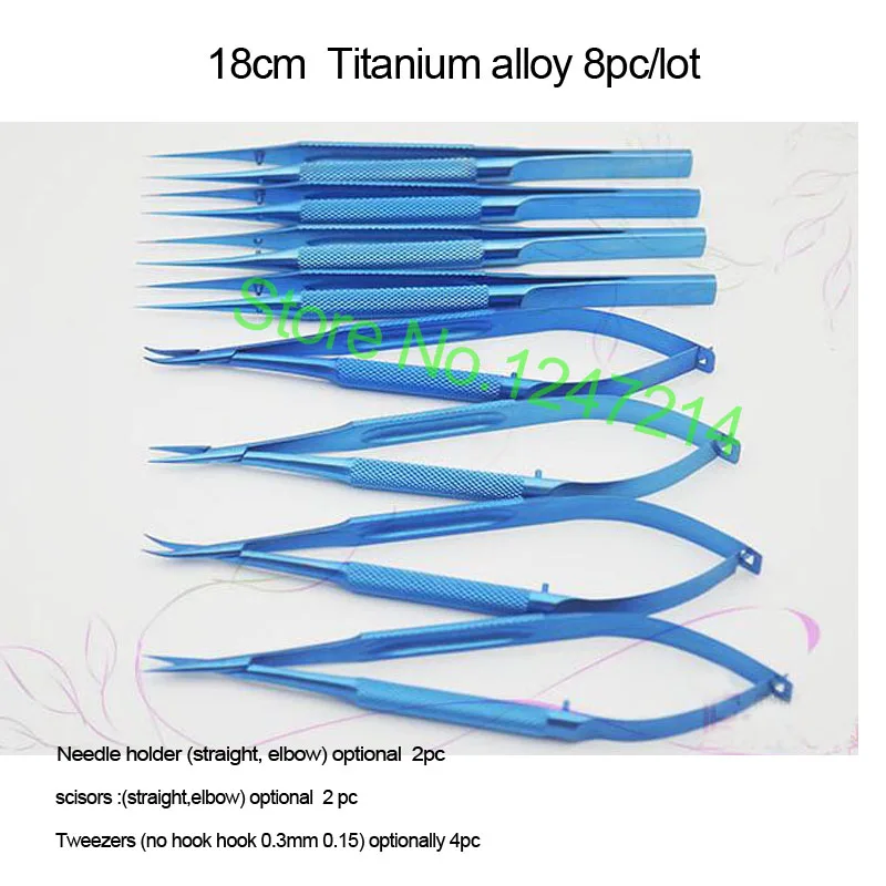 Imagem -06 - Liga de Titânio Instrumentos Oftálmicos Suporte de Agulha Cuidados Médicos Cirúrgicos Beleza Micro Tesoura Pinças h 12 14 16 18cm