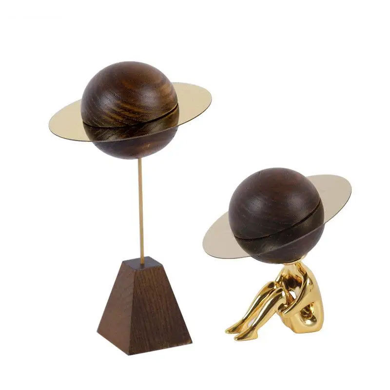 Planet Decorative Characters Sculpture Furnishings Desk Decoration Wooden Abstract Figures Statue Modern Home Decor