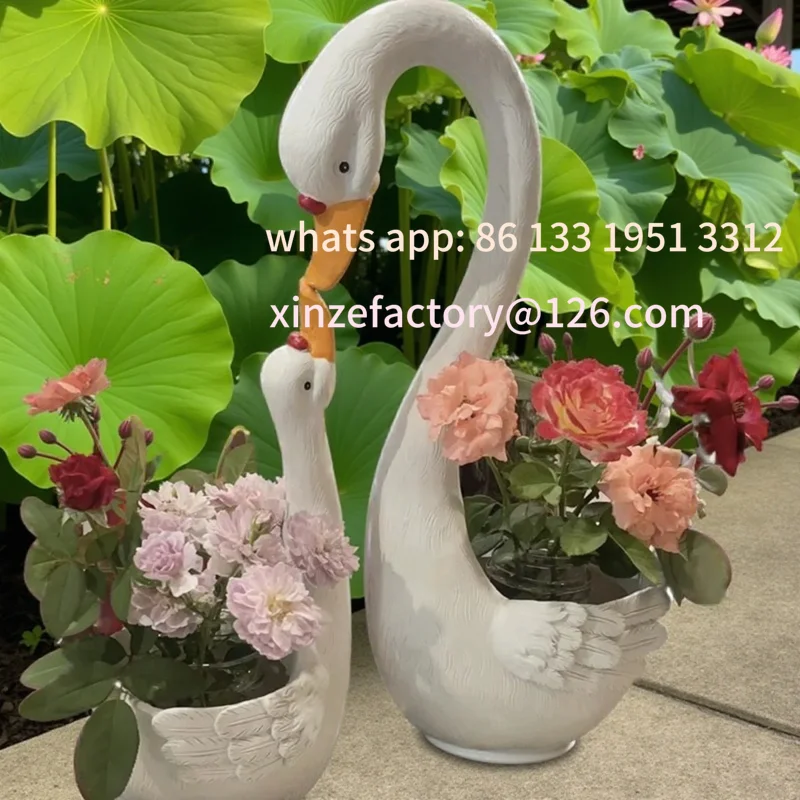 Customizable Outdoor Garden Decorative Swan aped Flower Pot Cartoon Animal Resin Planters Lacape Arrangement Nursery Decor