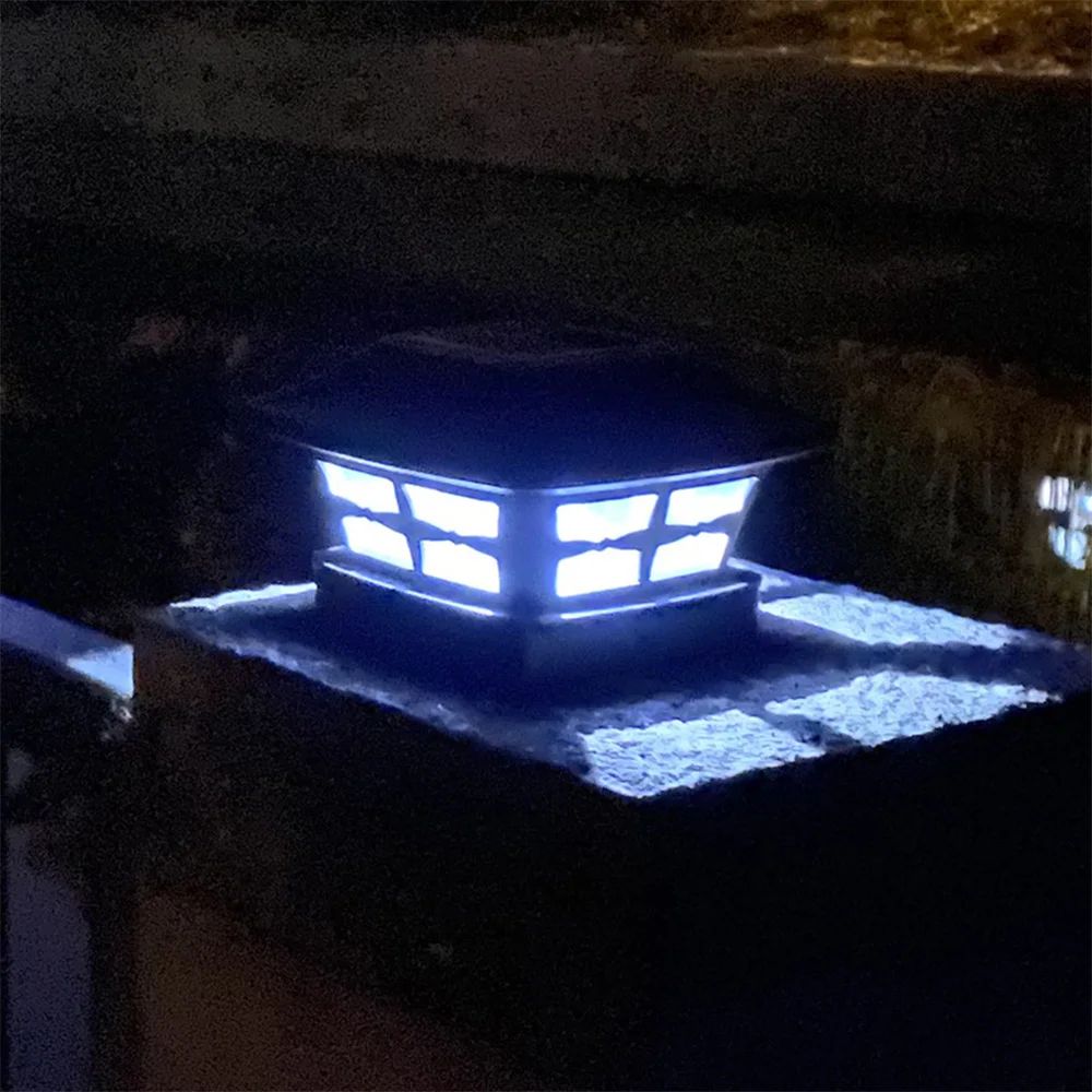 4inch Courtyard Lamp Yellow White Dual Color Adjustable Solar Column Headlights Garden Courtyard Decoration Floor Lantern Lights