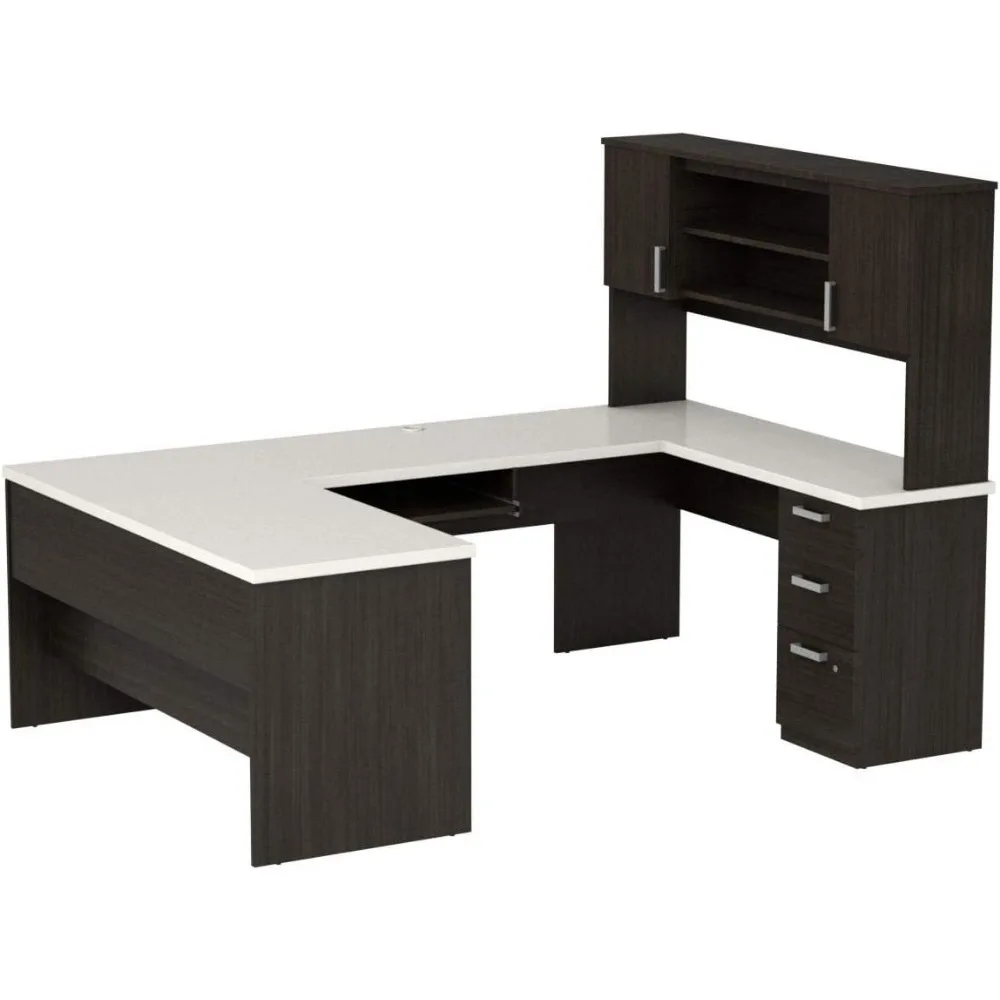 U-Desk with Base and Tray, Multifunctional U-Desk Workstation for Home Office