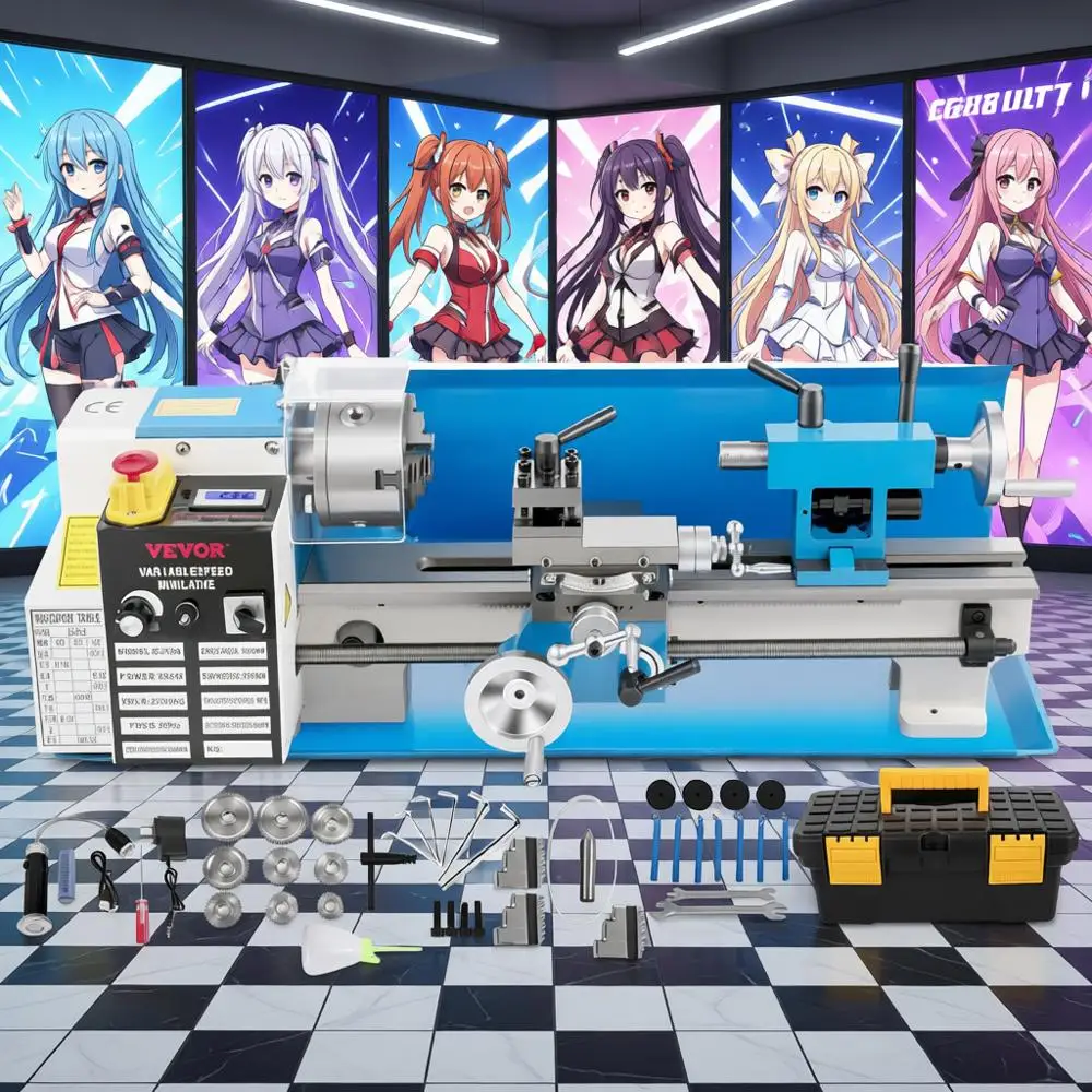 

Настольный токарный станок по металлу 7x14 с мощностью 550 Вт, регулируемой скоростью 2250 об/мин, 3-кулачковым патроном и прецизионными аксессуарами для мини-токарного станка