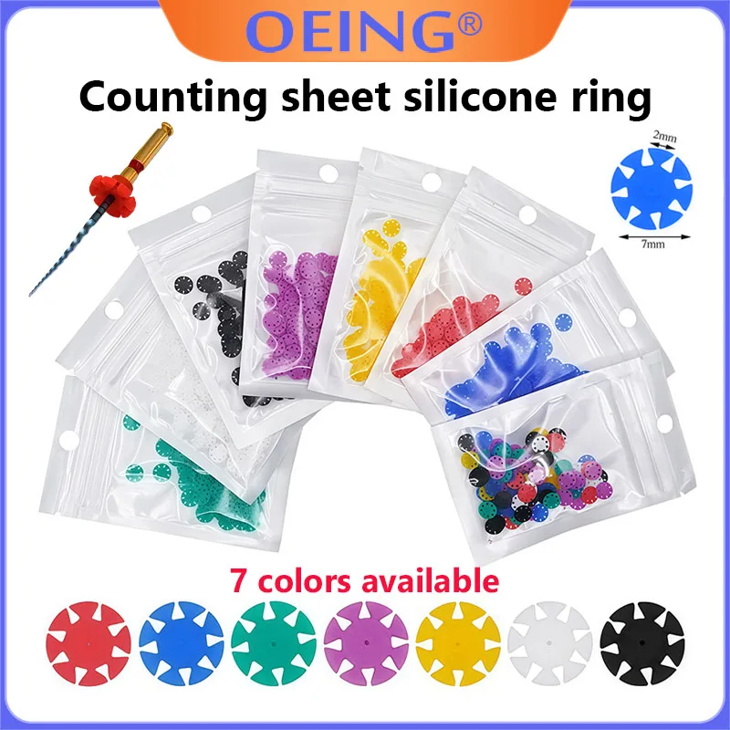 

100Pcs/Bag Dental Endo Root Canal File Disinfection Marking Circle Ring Silicone Endo Dentistry Stopper Counters