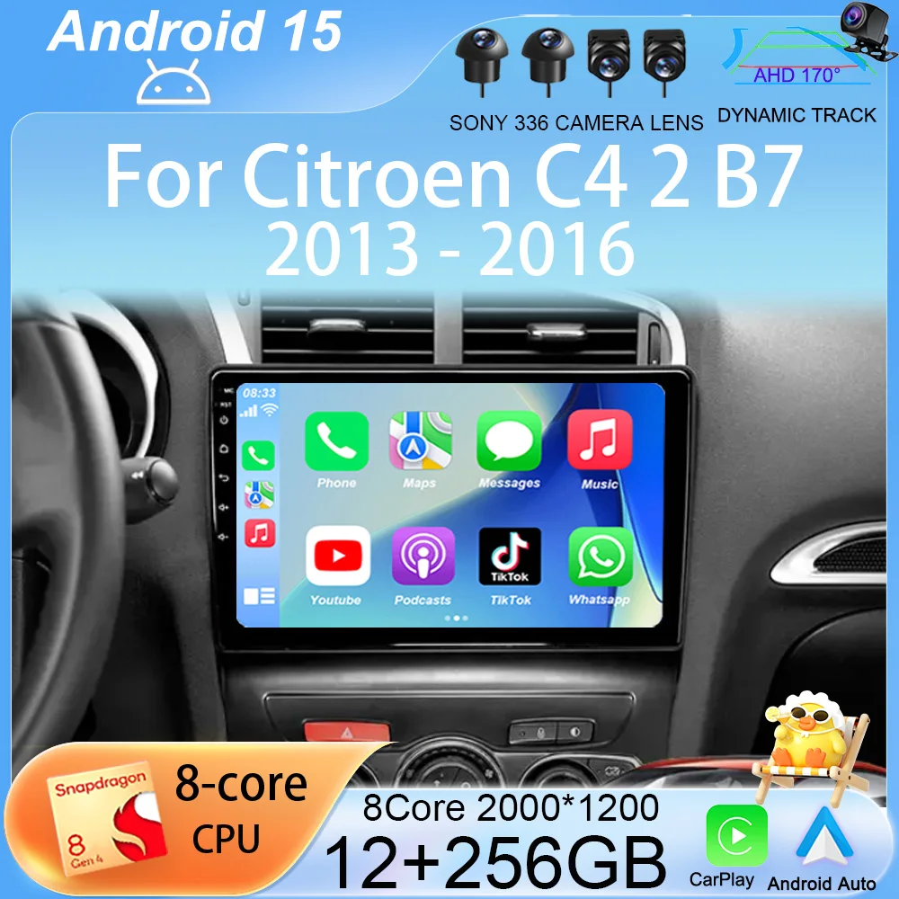 

Android 15 Car Radio Stereo Multimedia Video Player For Citroen C4 2 B7 2013 2014 2015 2016 Navigation GPS Carplay 4G NO 2Din