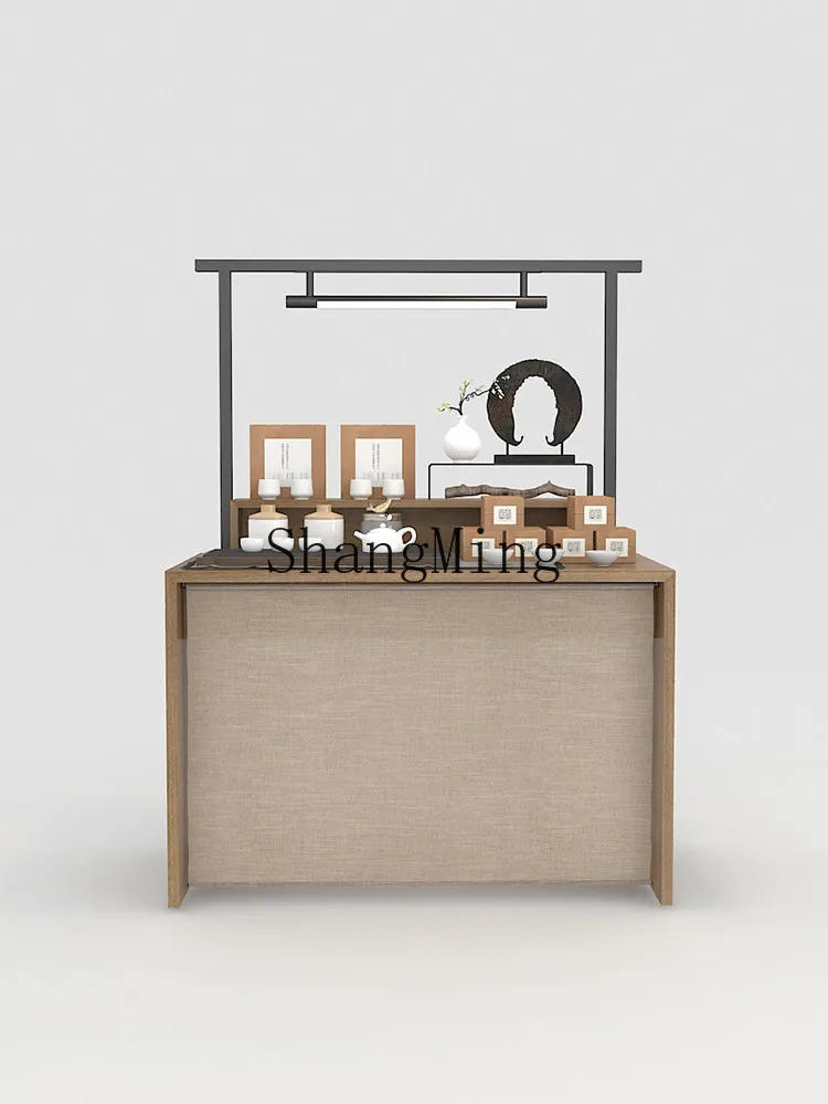 

CL tea shop against the wall in the island display stand tea set display edge island with lamp sample display props new models