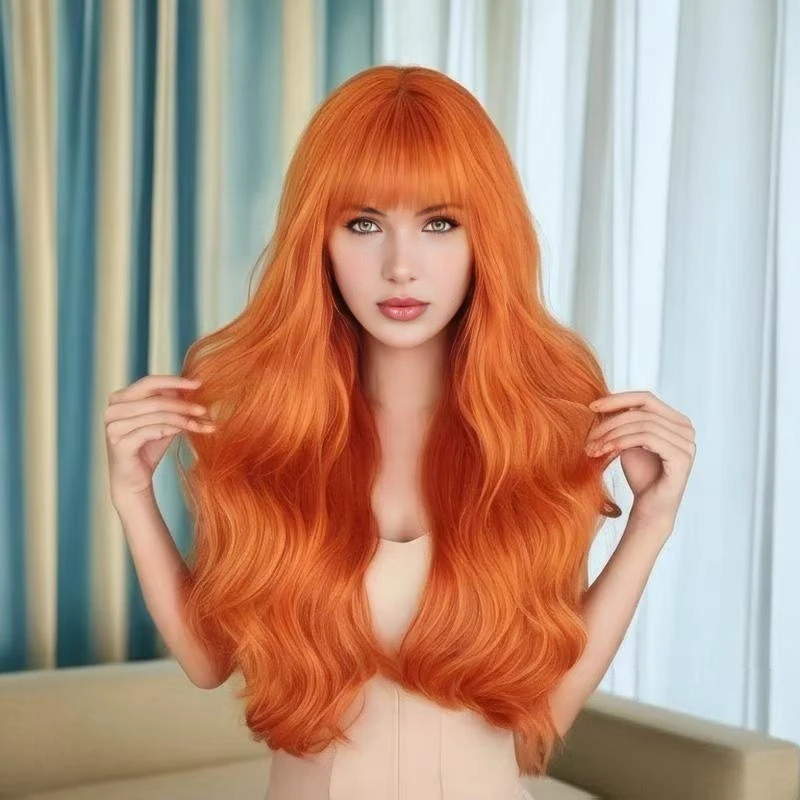 파티 의상 매치 빅 웨이브 헤드기어 무대 공연 여성 헤어웨어 롱 컬리 헤어 볼 드레스업 에어뱅 롱 헤어 가발