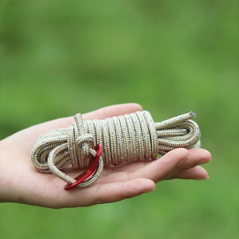 Outdoor Camping Guy - เชือกกันลมสะท้อนแสงสำหรับกันสาดกลางแจ้ง เชือกปรับระดับสำหรับเต็นท์ สายรัดยึดเสาและอุปกรณ์รองรับสำหรับการตั้งแคมป์