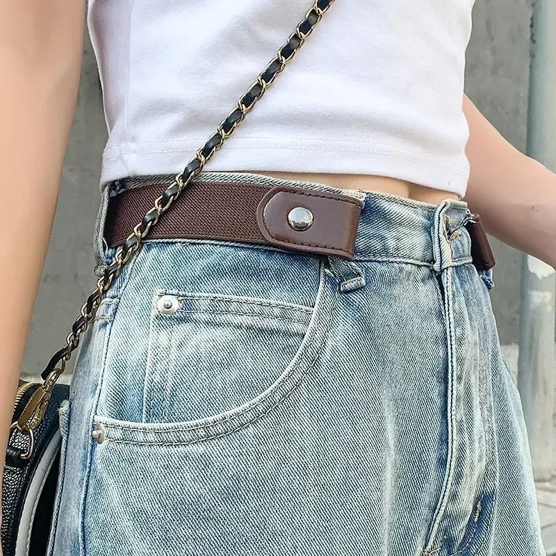 Adjustable Elastic Waist Band Invisible Belt Buckle-Free Belts for Women Men Jean Pants Dress No Buckle Easy To Wear
