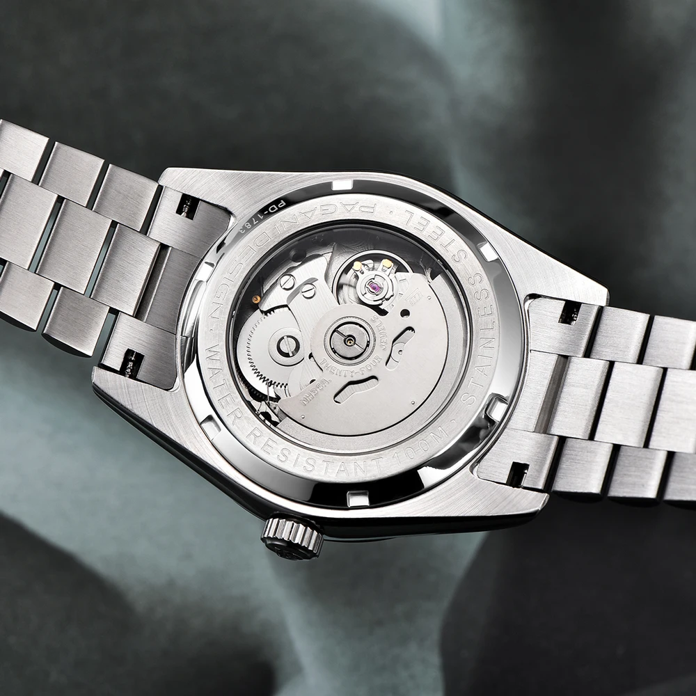 ساعة باجاني ديزاين للرجال 40 ملم ساعة ميكانيكية فاخرة للرجال NH36A كريستال الياقوت تقويم الأحد ساعة رجالية من الفولاذ المقاوم للصدأ
