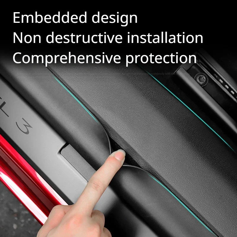 Front Rear Door Sill Pad for Tesla Model 3+ Welcome Pedal Threshold Strip Central Control Side Guards New Model3 Highland 2024