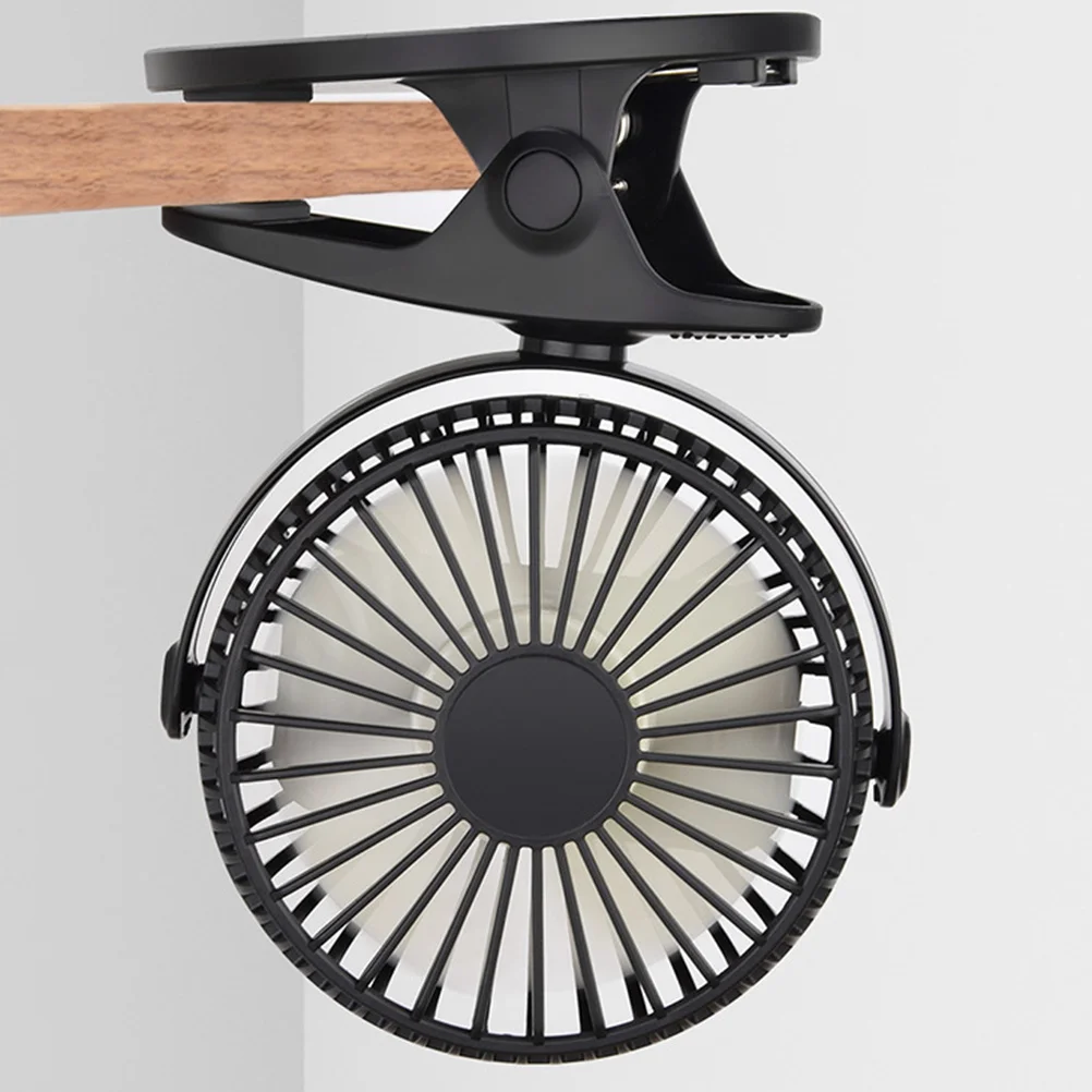 

360 Degree Rotation Mini Clip Portable USB Fan Black Without Adjustable Desk Fan for Baby Stroller Outdoor Office Tent