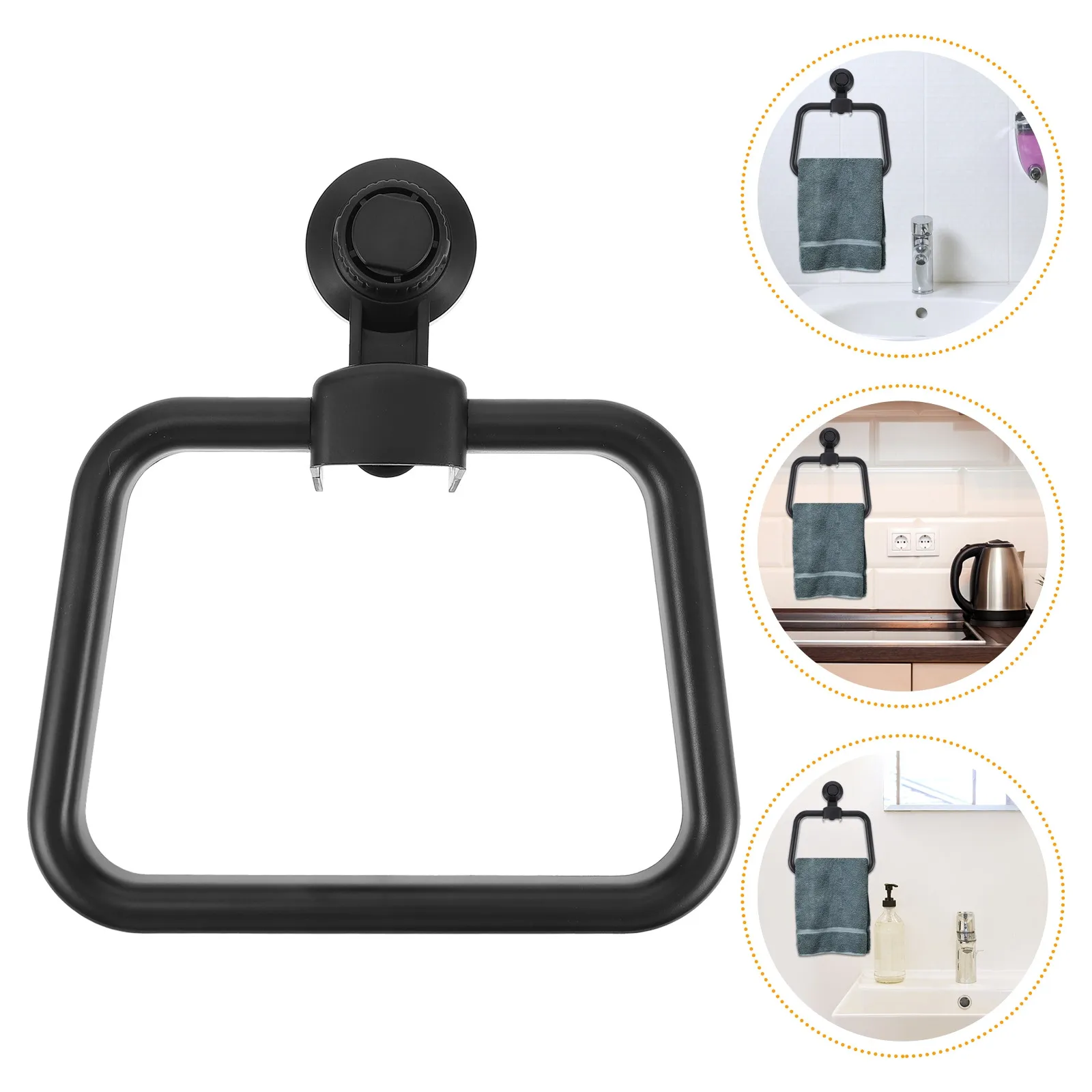 Punch Free Suction Cup Bathroom Towel Ring Plastic Wall Mounted Holder Lightweight Durable Storage Organizer Towel Holder