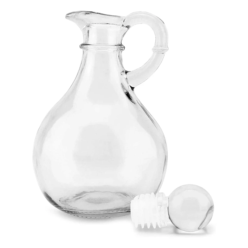 Promotion! Glass Oil and Vinegar Bottles (2 Piece Set) Round Glass Oil Dispenser Bottle with Stopper