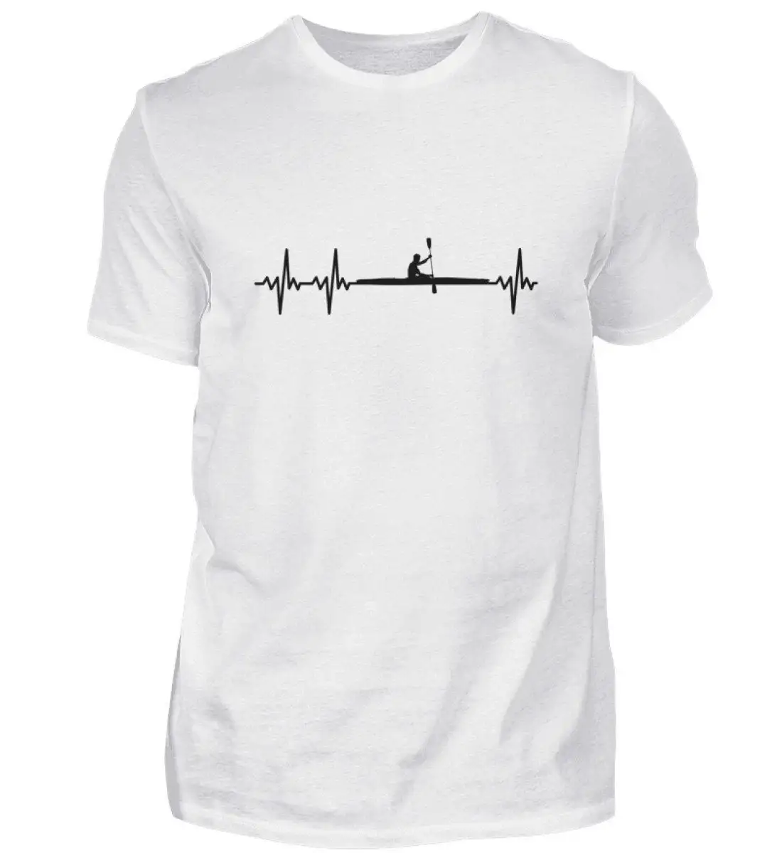 Kayak Canoe Frequency Pulse Heartbeat Black Cotton T Shirt