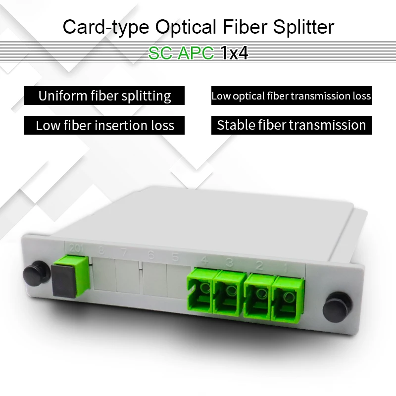 

5/10pcs Optical Fiber Splitter 1-4 SC APC Cassette Box Plug-in Type Optical PLC Splitter 1:4 APC Adapter