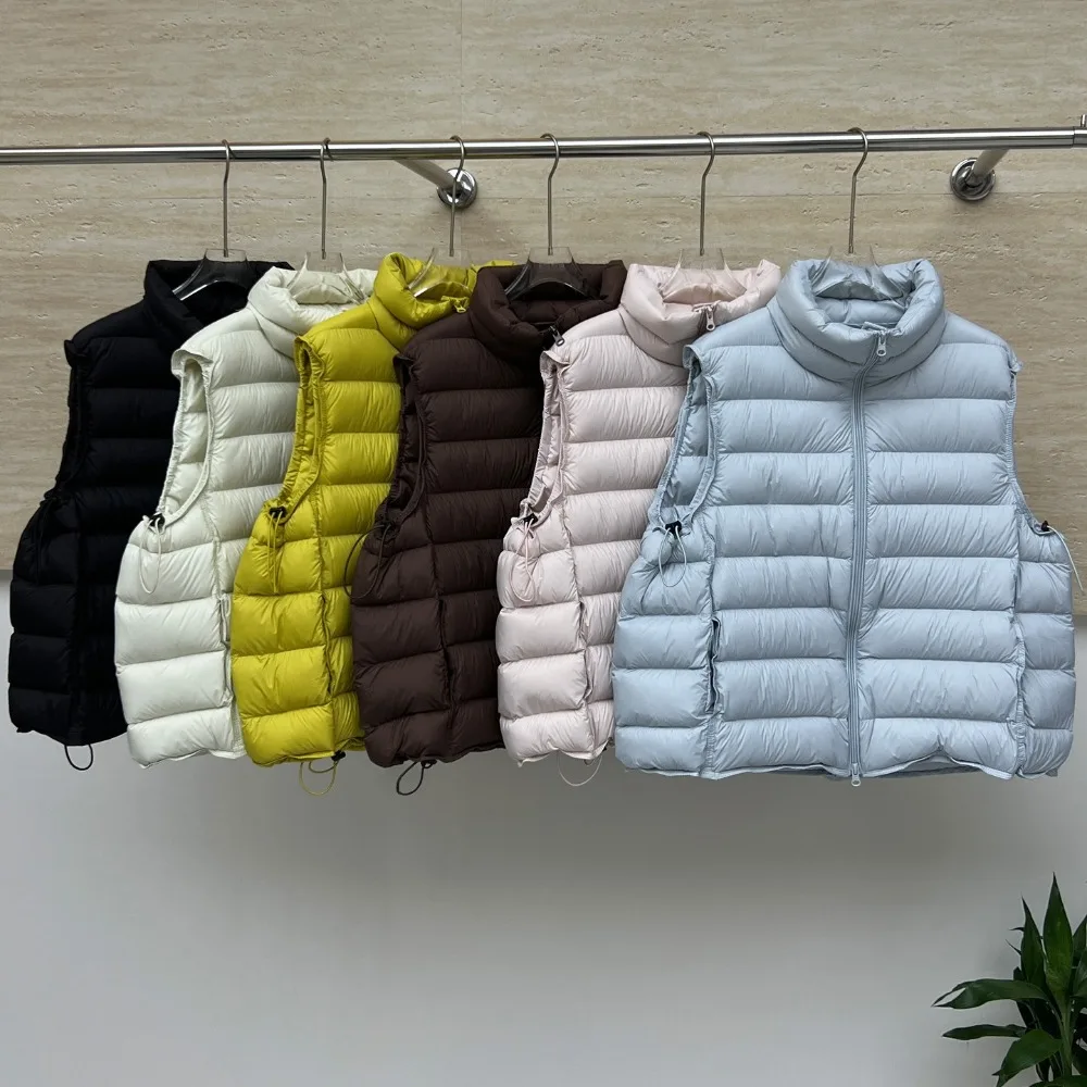 

Women's Short Down Jacket Sleeveless Women's Warm Vest Women's Duck Down Vest Coat Stand Collar Zipper Lightweight Jacket Female