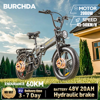 BURCHDA NEW R7 Dual motors 2000W50KM/H Foldable Electric Bicycle 48V20AH Lithium Battery 20 Inch 4.0 Fatbike Electric Bike