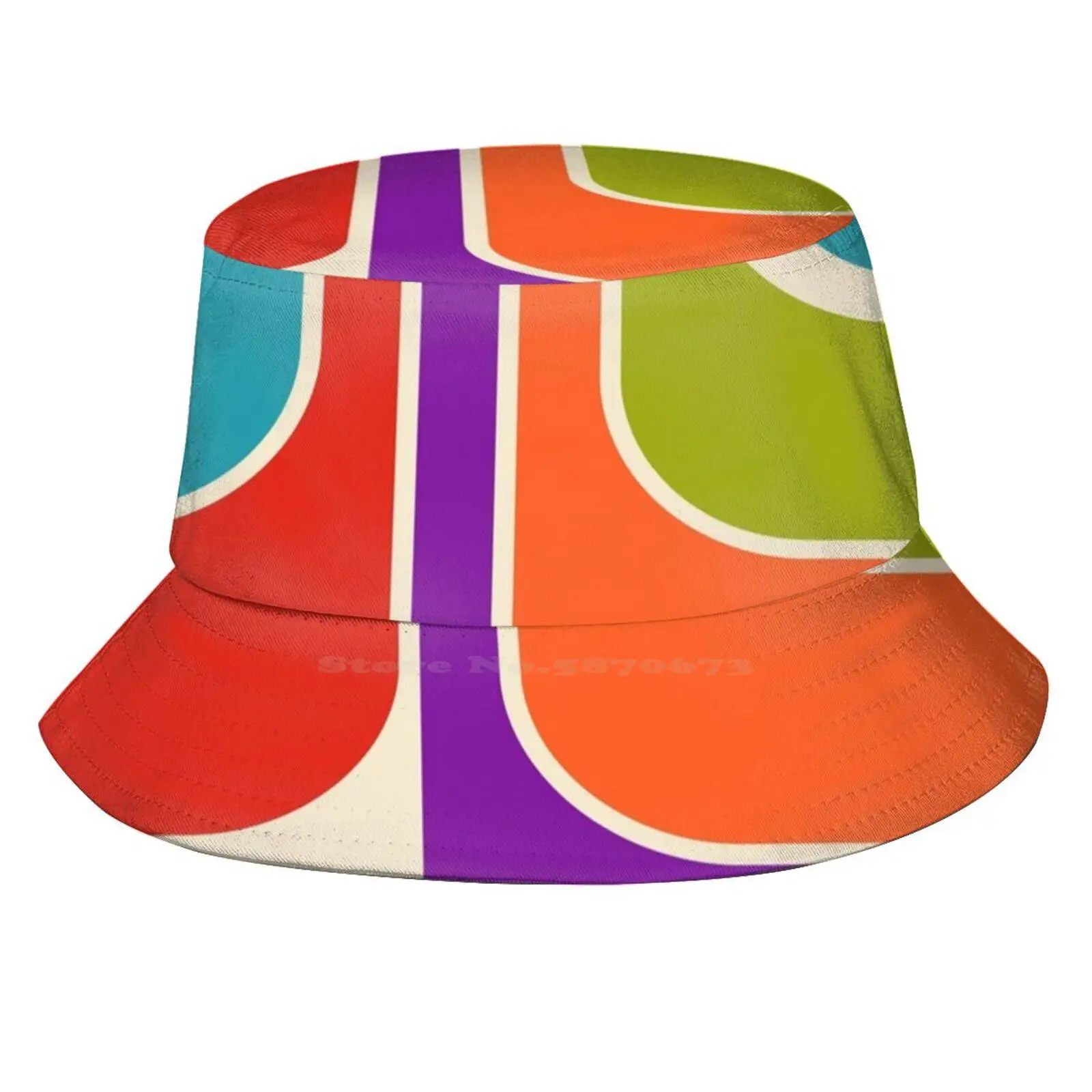 Retro Geometric Design 668 Sun Cap Fisherman Hat Bucket Hats Mid Century Modern Dorm Lounge Midcentury Modernist Vintage Retro