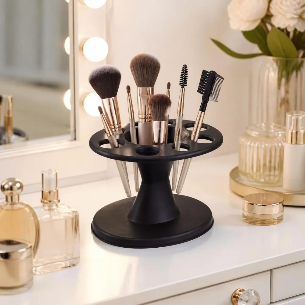 8 Holes Salon Barber Comb Storage Stand Circular Inserting Round Rolling Brushes Organizer Rack Plastic Detachable