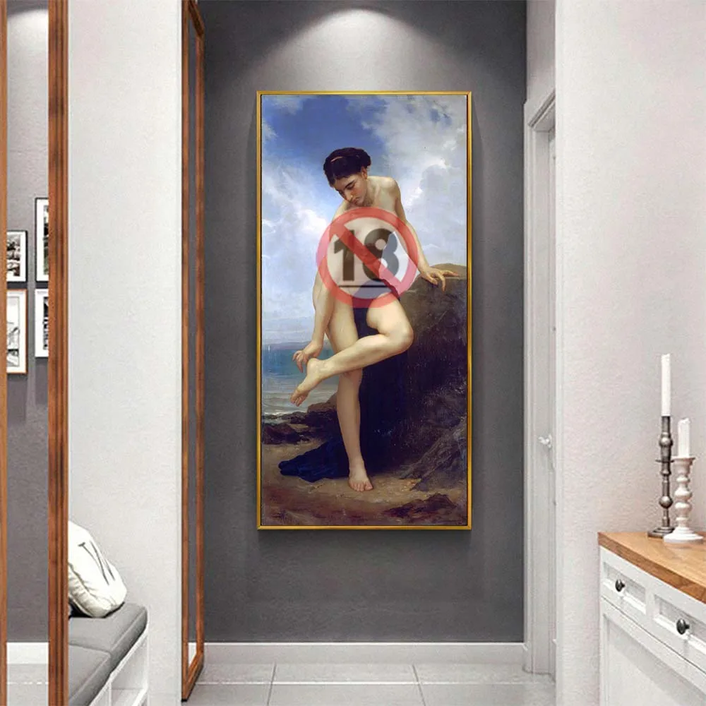 William Adolphe Bouguereau《After bath》Canvas Oil painting Artwork Poster Picture Modern Wall Decor Home Decoration