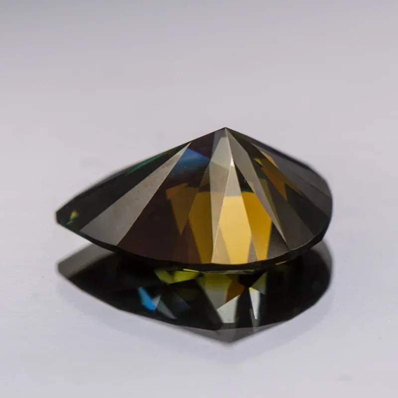 Moissanite Stone Primary Color Yellow Green Pear Cut Gemstone Lab Created Heat Diamond for Women Jewelry with GRA Certificate