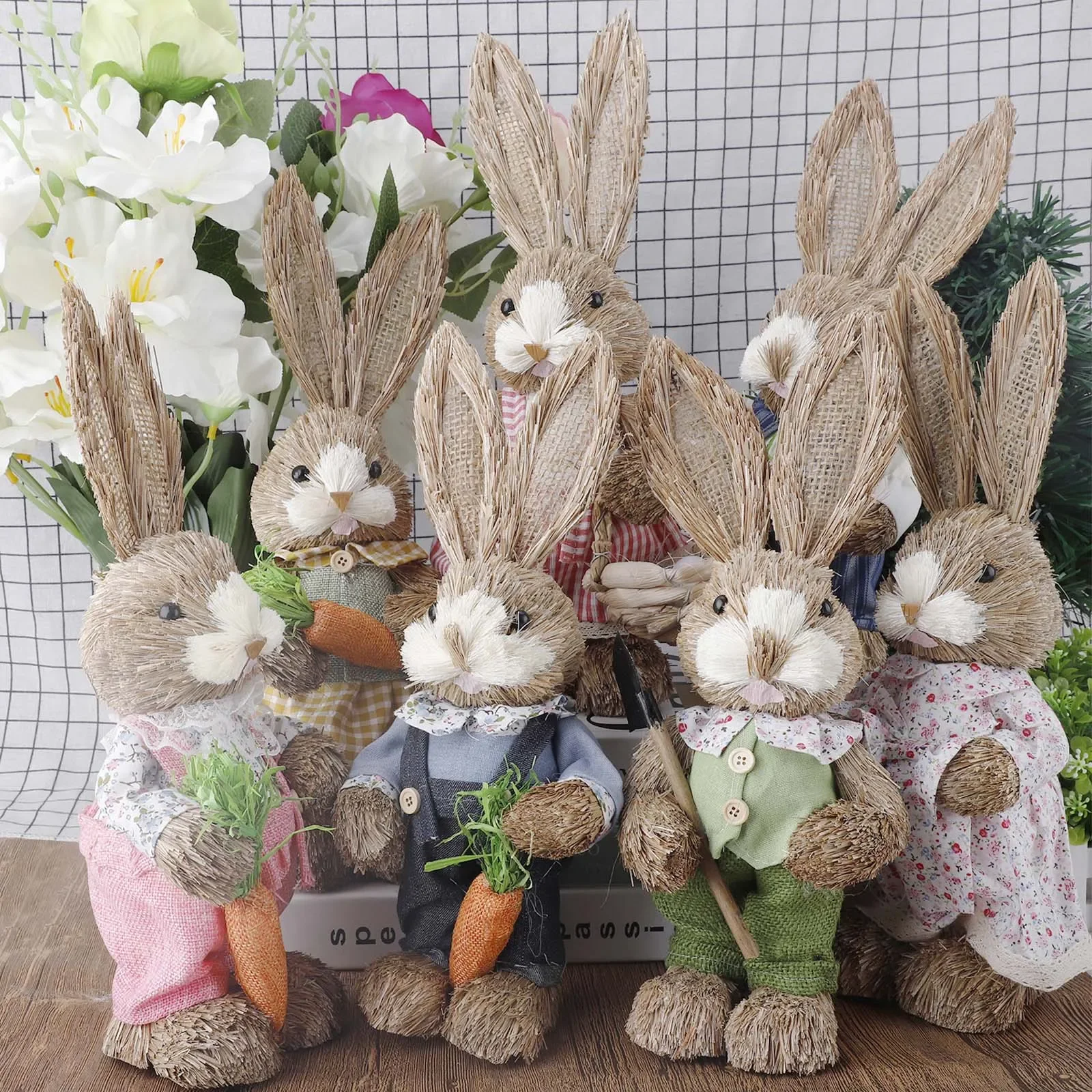 Artificial Rabbit Ornament Easter Decoration, Simulation Cute Rabbit Festival Party Window Home Decorations Photography Props