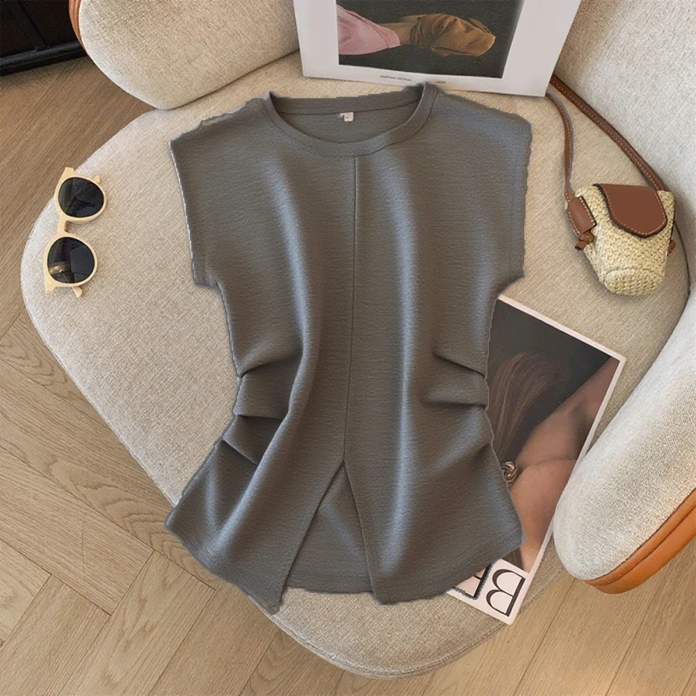 

Повседневные прогулки, один размер подходит для всех однотонных рубашек, топ без рукавов для отдыха и отпуска, полиэфирная ткань, однотонный дизайн