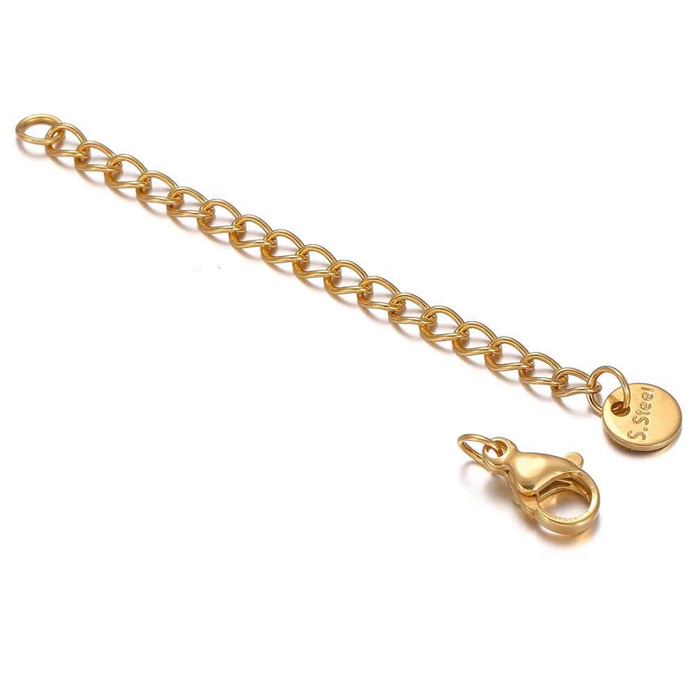 10 Stück Edelstahl-Karabinerverschlüsse 5cm Verlängerungsketten für DIY-Schmuckherstellung Armbänder Halsketten Verbinder – Detail 4