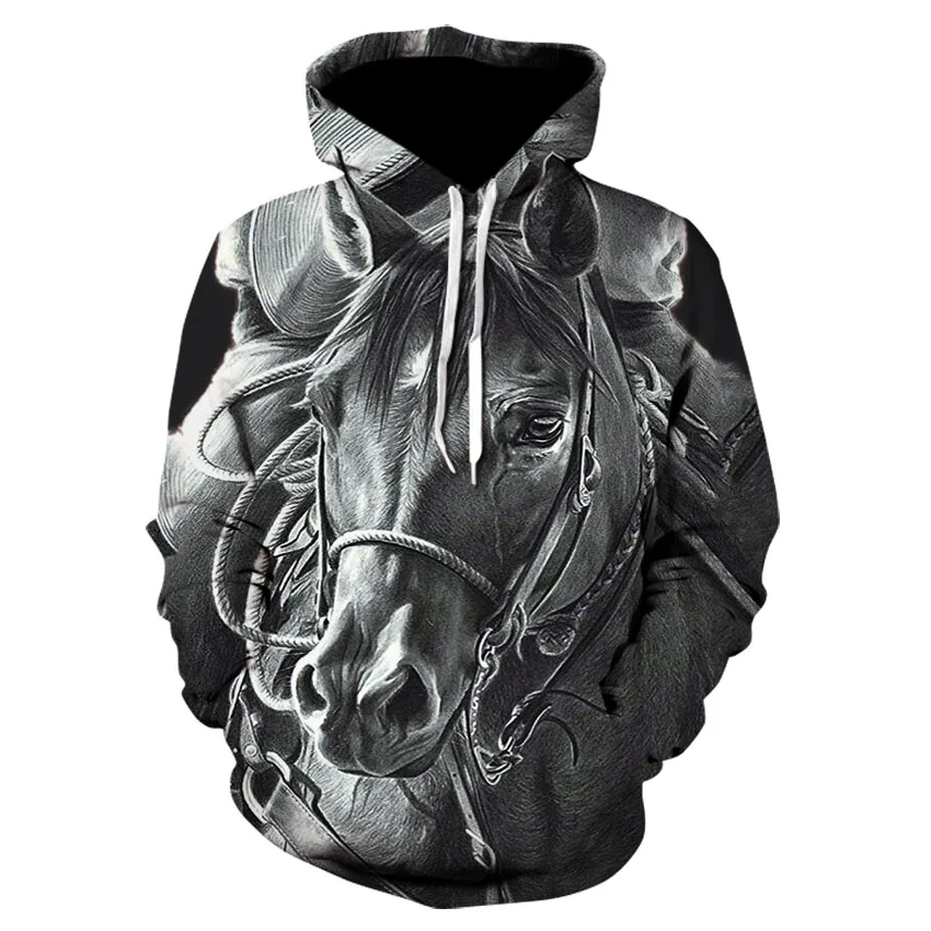 2022 Hot Sell Sweatshirt Men Women 3D Hoodies Print Brown Horse Animal Pattern Pullover Unisex Casual Creative Oversized Hoodies