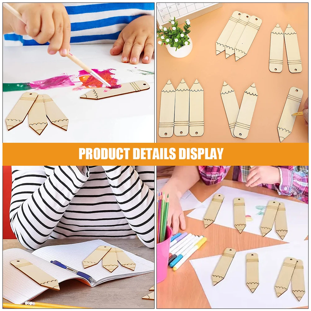 

20Pcs Wood Bookmarks Blank Pencil Shaped Unfinished DIY Craft Tags Reading Page Markers Blank Bookmarks