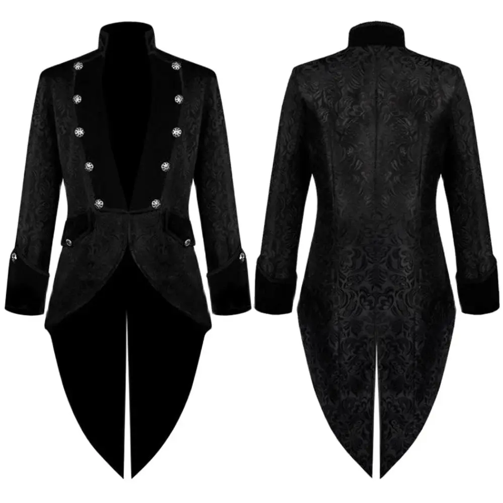 2024 Tuxedo Gentlema Tailcoat Outerwear Gothic Steampunk Trench Vintage Frock Outfit Coat for MenMen Medieval Victorian Costume