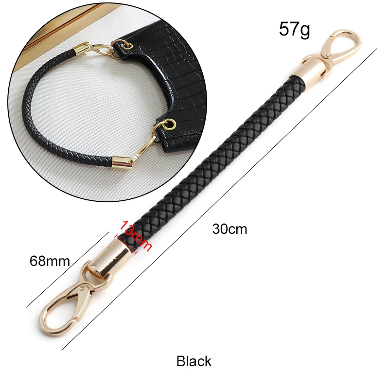 PU Microfiber 30/45/60cm Braided Rope Handles for Handbag Shoulder Bag Strap Handmade Bag DIY Accessories Gold Metal Hook Buckle