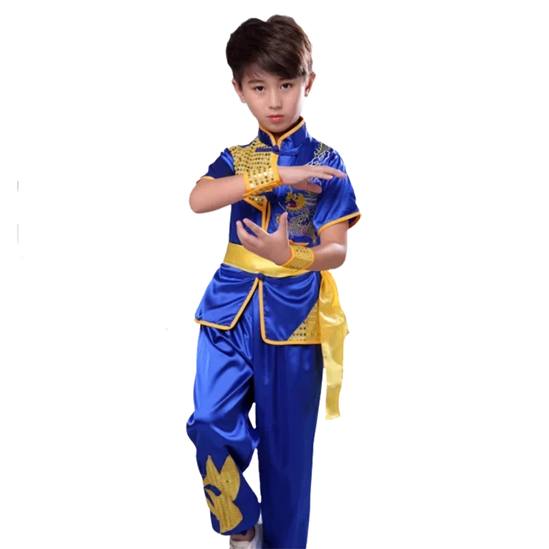 Traje infantil de manga comprida para Taekwondo, Wushu, Kimono, Judo, Kung Fu Chinês, Tai Chi, Uniforme de Artes Marciais.