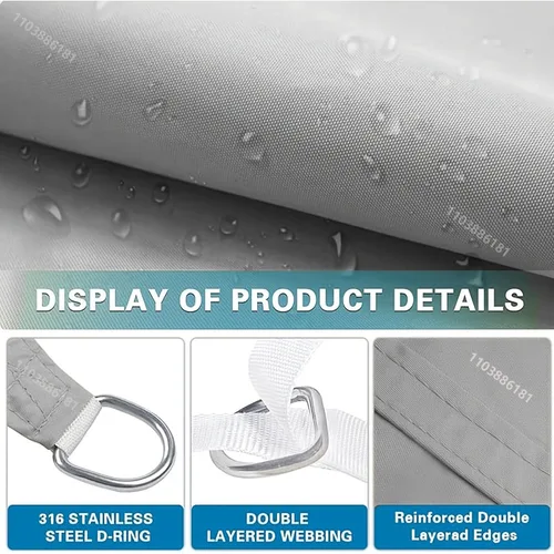 Imagen 2 del producto Toldo impermeable Vela de sombra para jardín al aire libre, playa, camping, patio, piscina, toldo, tienda de campaña, sombrilla.