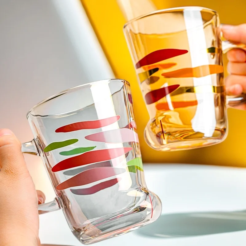 

High Value Ins Wind Coffee Cup Glass Juice Milk Cup Cat Paw Cute Women's Water Cup Simple Drinking Glasses Office Yogurt Cup 2