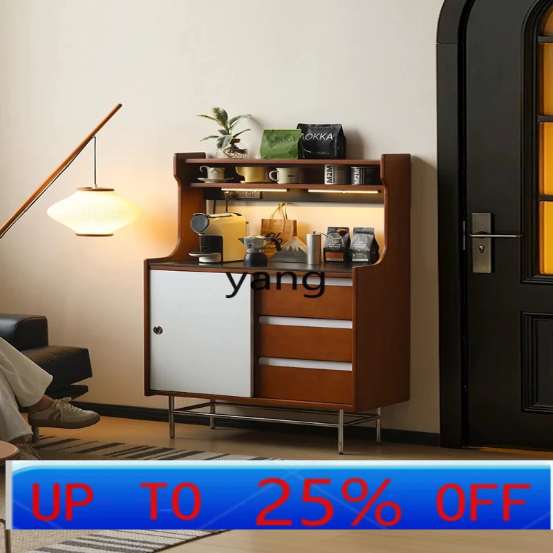 

LH retro solid wood rock slab dining side cabinet small apartment integrated multi-functional cabinet against the wall