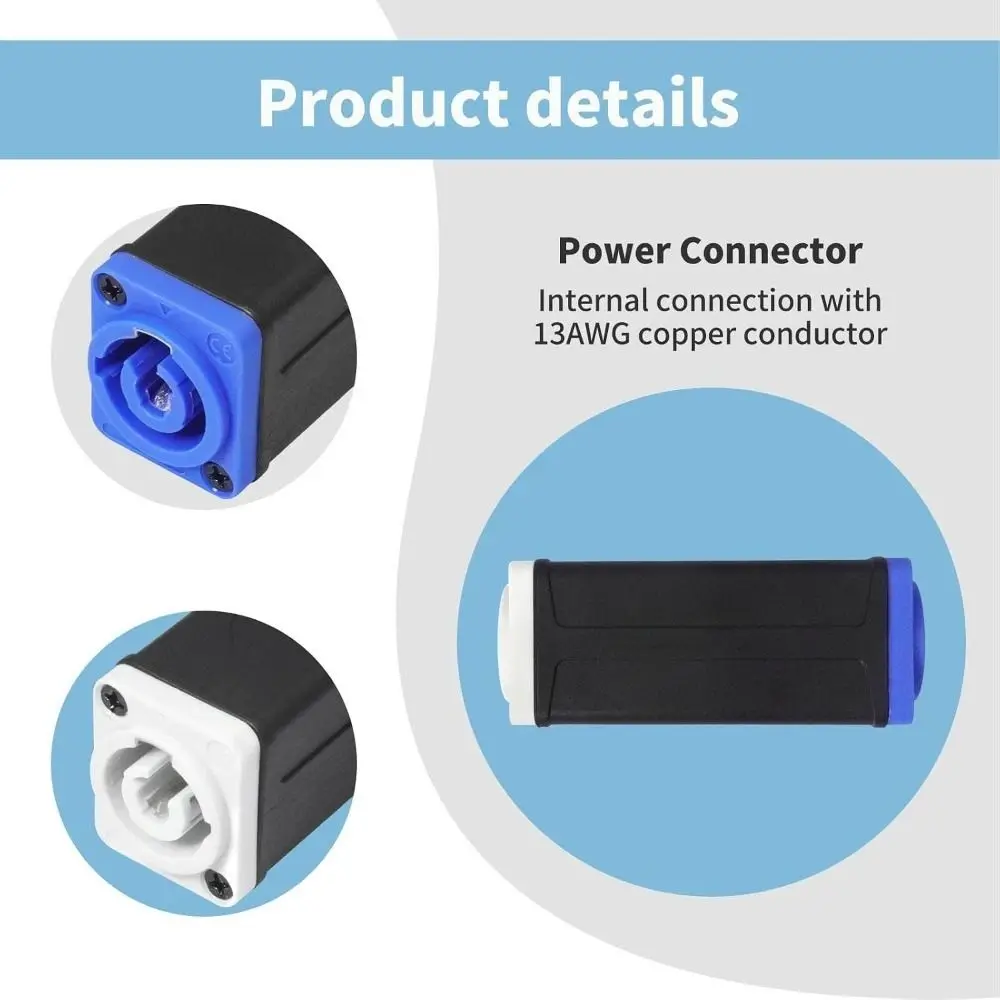 2pcs three‑core Connector 13 AWG Male to Female AC Coupler Adapter Ac Power Connector Plug Connector Speaker Power Connector