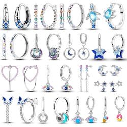 Silver Plated Hoop Star Heart Earrings For Woman Fashion Zircon Earring Party Jewelry Wedding Gift