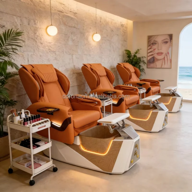 Airo Luxury Professional Custom Color Electric Reclining whirlpool Jet Foot Spa Massage Pedicure Chair for Beauty Salon