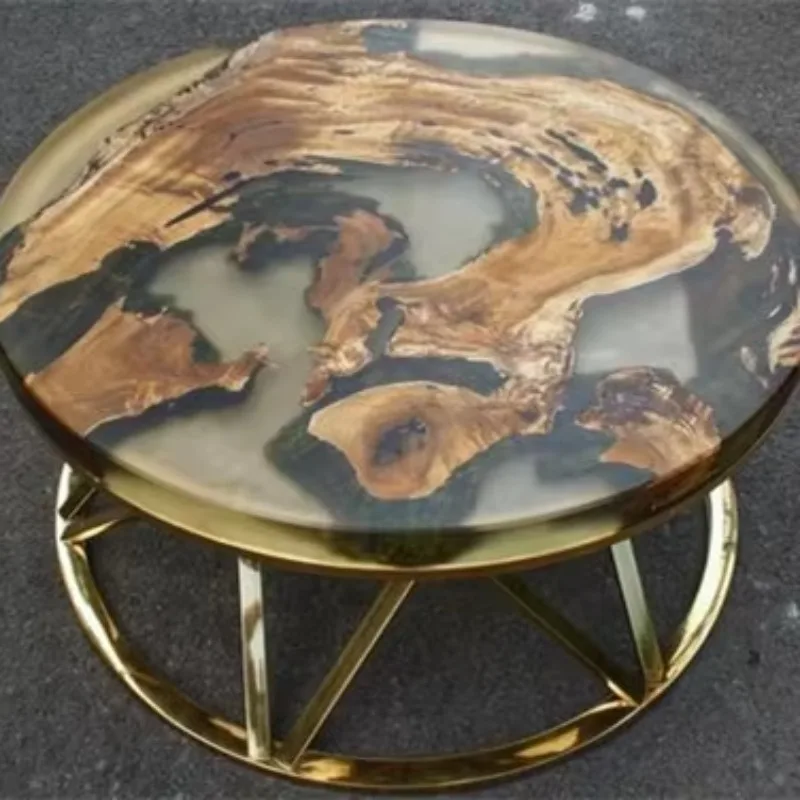 Solid Wood Modern Furniture Factory Direct Cafe Walnut Kitchen Restaurant River Epoxy Dining Table