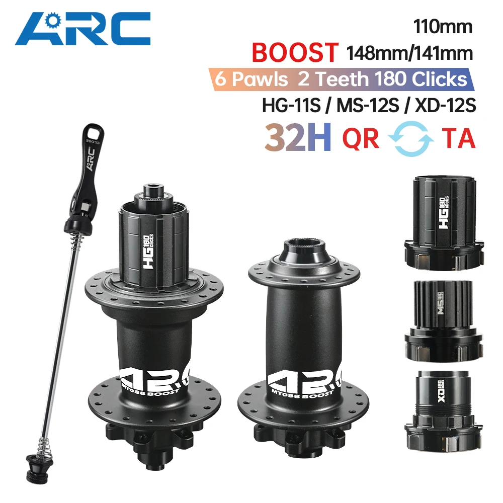 

ARC MT088 Boost 32 отверстия HG XD MS 10 11 12s Задние 10x141 QR 12x148 THRU MTB Велосипедные ступицы 2/4 Герметичный подшипник 180 щелчков Запчасти для велосипеда