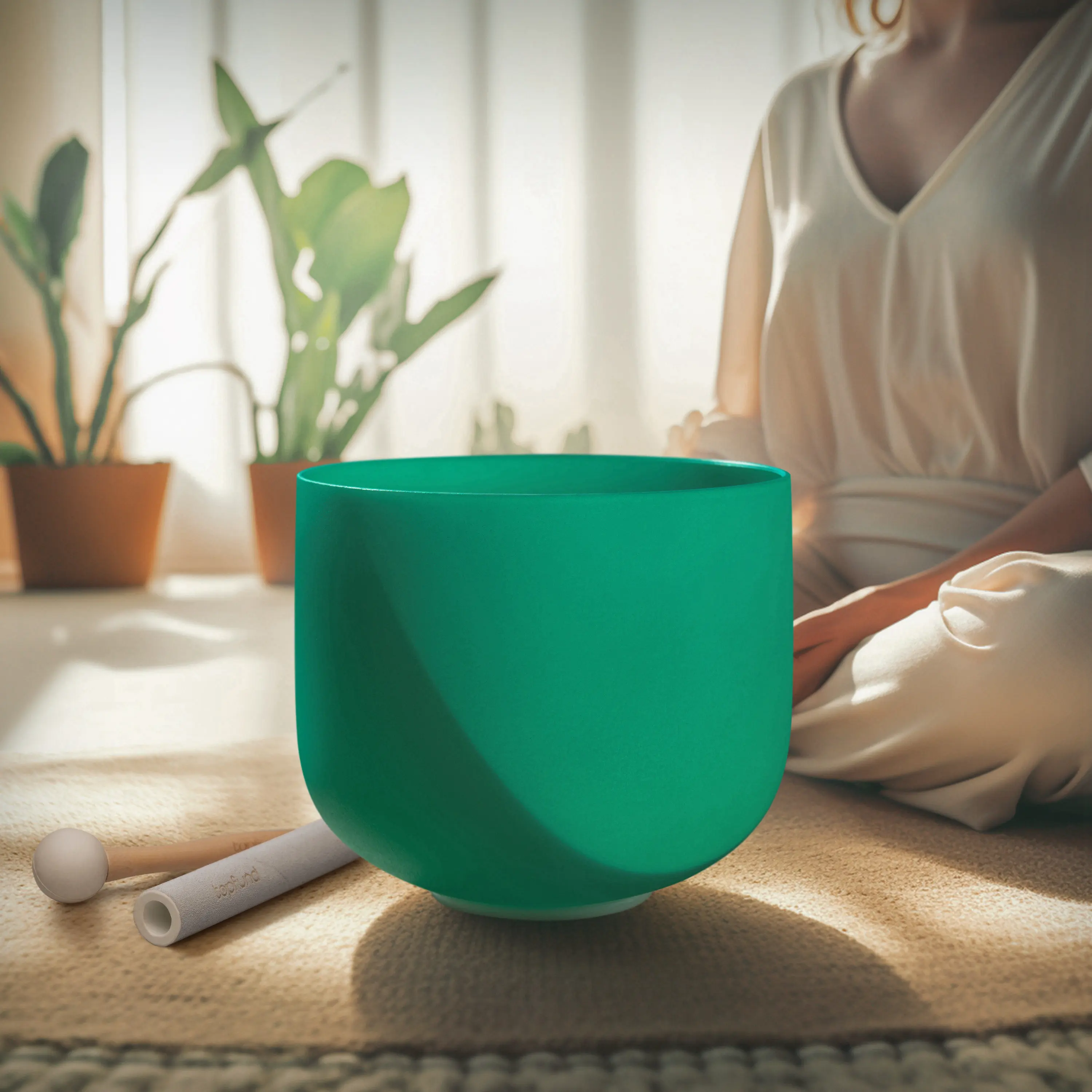 SITSANG 7 Inch Green Crystal Singing Bowl for Yoga  Relaxed and O-ring and Mallet are Included