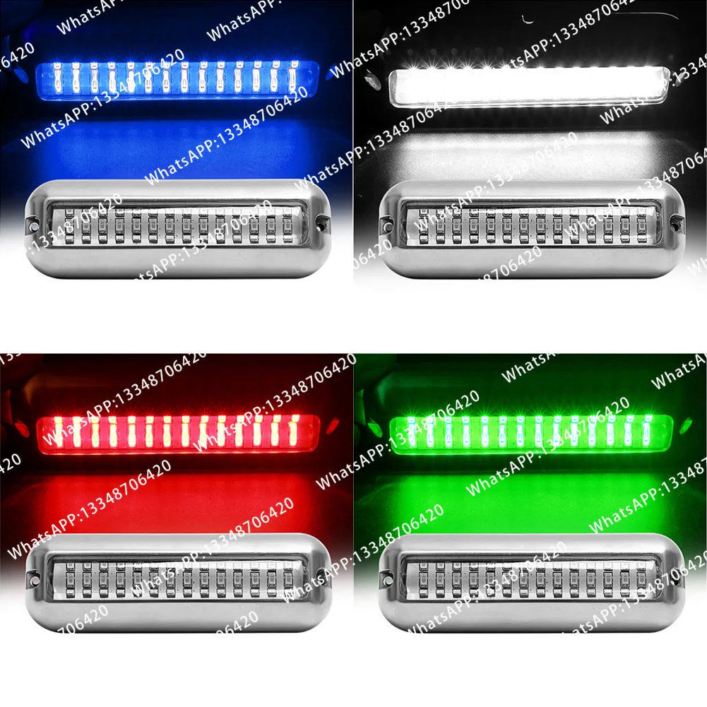 Underwater Boat Transom Light 42 LED Stainless Steel Underwater Pontoon Waterproof Lamp Marine Hardware Boat For Yacht Taillight