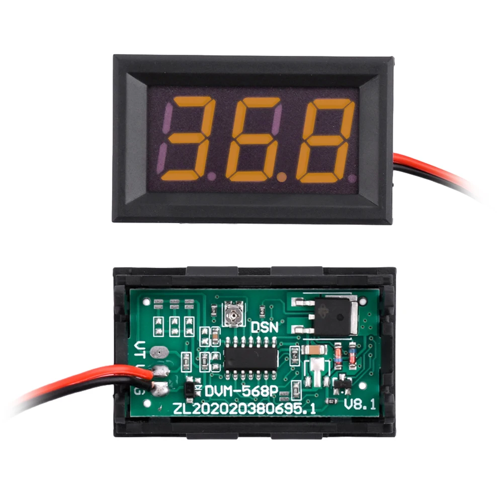 Voltímetro Digital CC 0-30V 0-100V Mini medidor de voltaje probador 2/3 herramienta de instrumento de voltios de cable para Monitor de batería de motocicleta 0,56 pulgadas