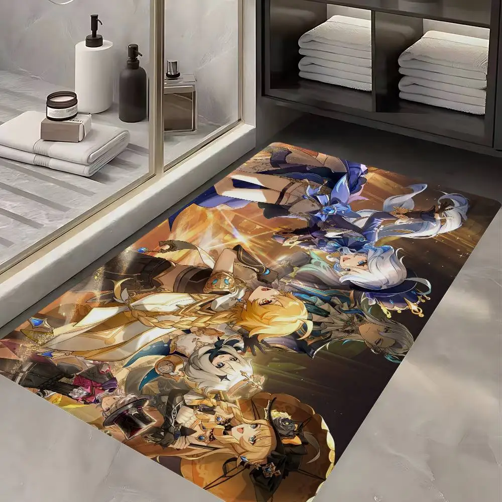 Genshin Impact Furina Focalors Floor Mat INS Style Soft Bedroom Floor House Laundry Room Mat Anti-skid Household Carpets