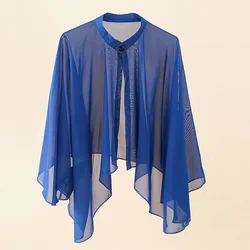 Coreano sólido roupas de sol das mulheres verão praia toalha cardigan quarto com ar condicionado manto chiffon protetor solar transparente xale v15