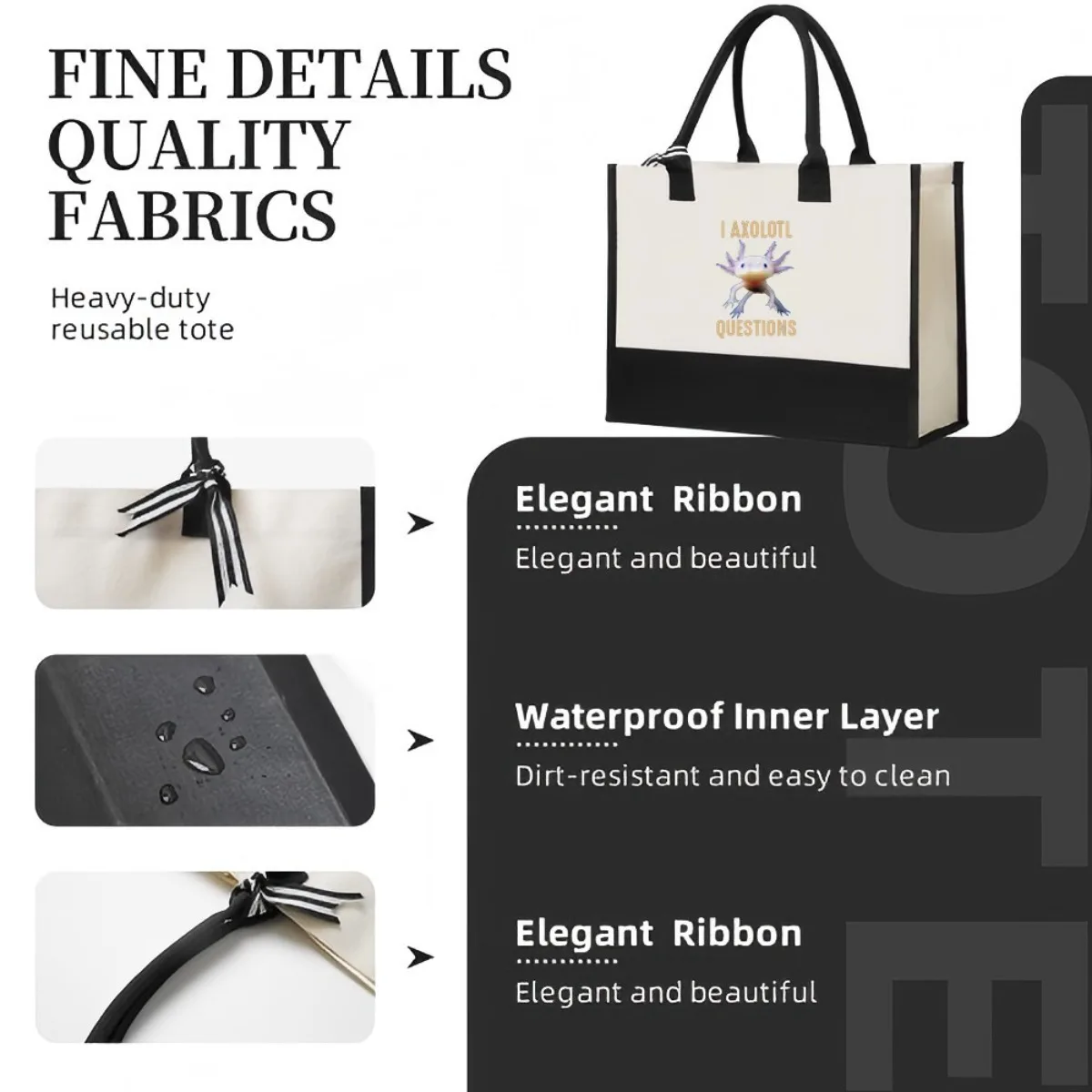 Axolotl 2026 جديد وصول موضة عملية واسعة قابلة لإعادة الاستخدام حمل حقيبة نمط طباعة 2 لهجة الثقيلة حقيبة كتف كبيرة للجميع