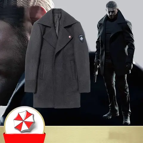 Resident Evil 8: Village Chris Redfield Coat Trench Christmas Party Halloween Outfit Cosplay Costume